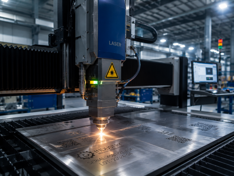 VKS Montajes Industriales · Máquina láser industrial de grabado técnico sobre componentes metálicos
